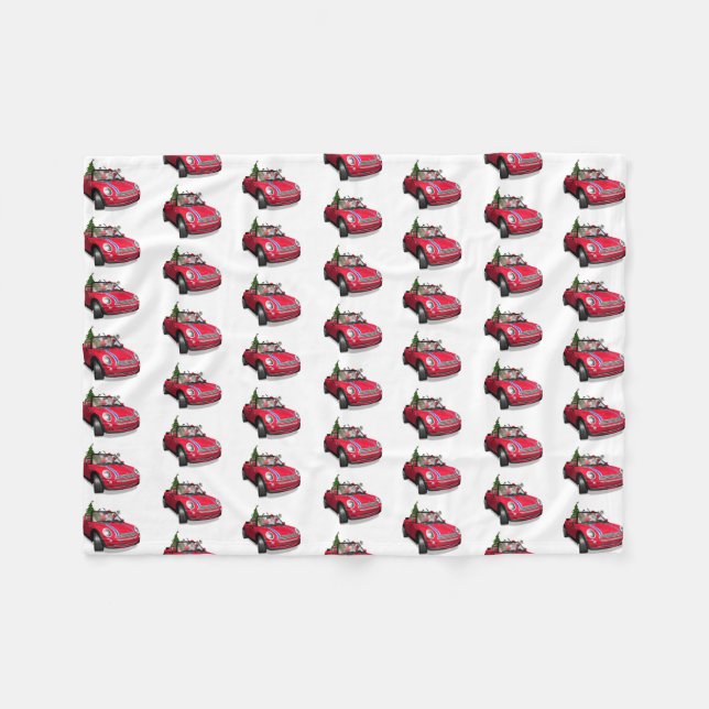 Santa Claus fährt einen Mini Fleecedecke (Vorderseite (Horizontal))