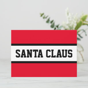 SANTA CLAUS Fett Sporty Red Schwarz-weiß Stripes Feiertagskarte