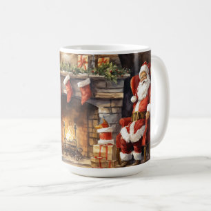 Santa Claus Feuerplatz Roter Strumpf Kamin Kaffeetasse