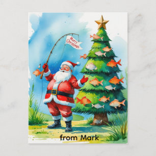 Santa Claus fischt an Weihnachten