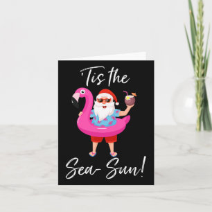 Santa Claus Flamingo Float Tis The Sea sun Christm Karte