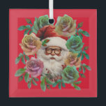 SANTA CLAUS FLORAL CHRISTMAS GIFT ORNAMENT AUS GLAS<br><div class="desc">SANTA CLAUS FLORAL CHRISTMAS GIFT MIT BLUME.</div>