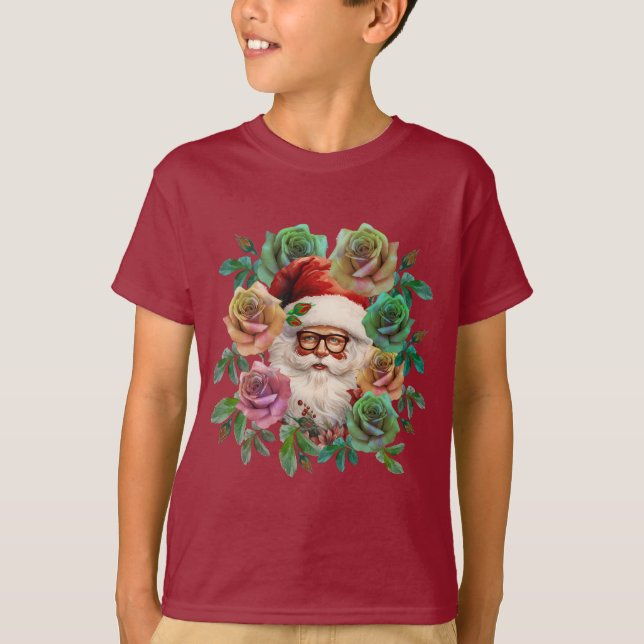 SANTA CLAUS FLORAL CHRISTMAS GIFT T-Shirt (Vorderseite)