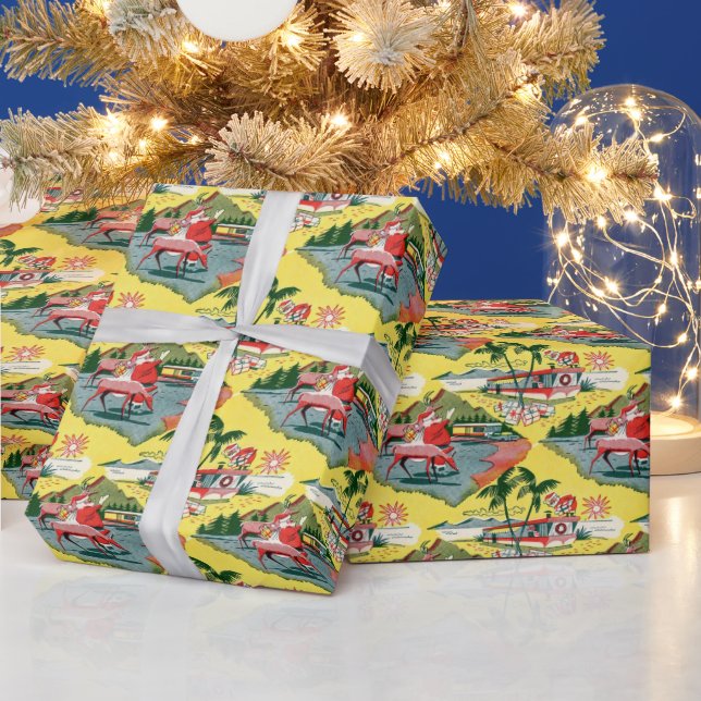 Santa Claus Florida Trailer Mitte des Jahrhunderts Geschenkpapier (Feiertage)
