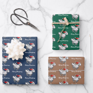 Santa Claus Flying Christmas Sheep Geschenkpapier Set
