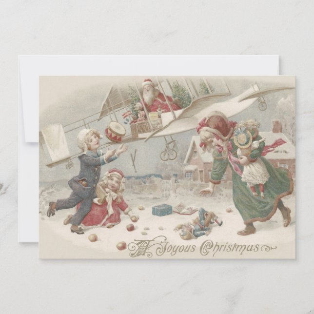 Santa Claus Flying Toys Weihnachtsbaumkinder Einladung (Vorderseite)