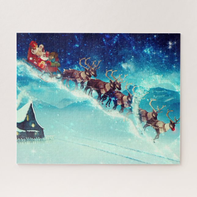 Santa Claus Flying with Rentier Puzzle (Horizontal)