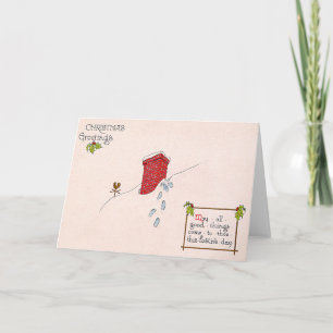 Santa Claus Footprints Chimney Snow Weathervane Feiertagskarte