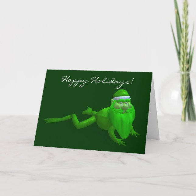 Santa Claus Frog Feiertagskarte (Vorderseite)