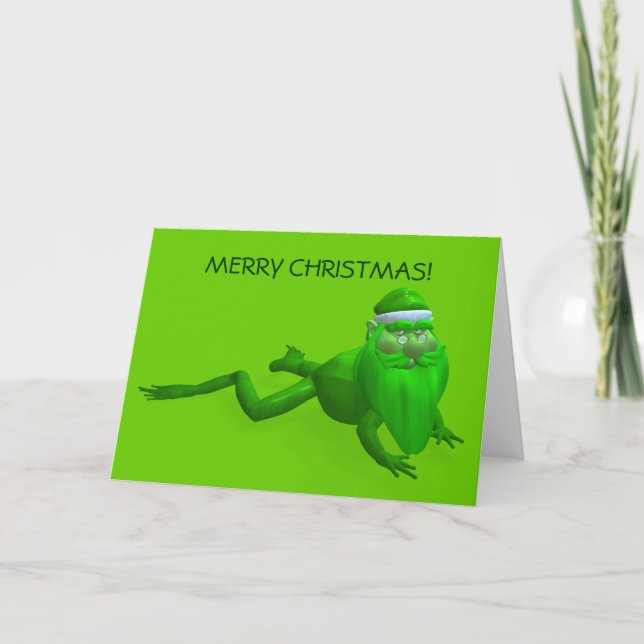 Santa Claus Frog Feiertagskarte (Vorderseite)