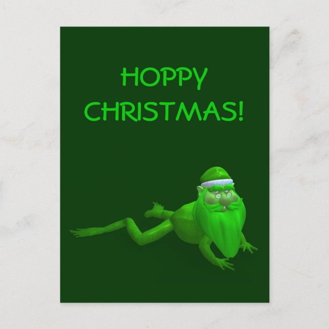 Santa Claus Frog Feiertagspostkarte (Vorderseite)