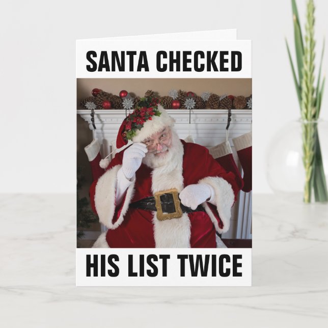 SANTA CLAUS FUNNY CHRISTMAS CARDS, NAUGHTLIST CA KARTE (Vorderseite)