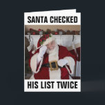 SANTA CLAUS FUNNY CHRISTMAS CARDS, NAUGHTLIST KARTE<br><div class="desc">SANTA HAT SEINE LISTE ZWEIMAL ÜBERPRÜFT UND SIE SIND IN TIEFEN DOO GREETING CARDS</div>