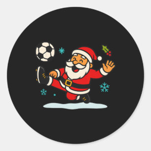 Santa Claus Fußball Sport Weihnachten Schnee X Runder Aufkleber