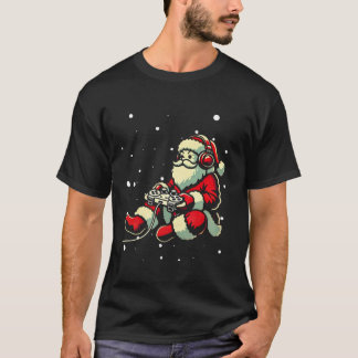Santa Claus Gamer Controller Weihnachts Retro-Vide T-Shirt