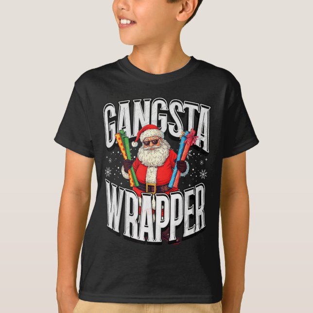 Santa Claus Gangsta Wrapper Funny Christmas  T-Shirt (Vorderseite)