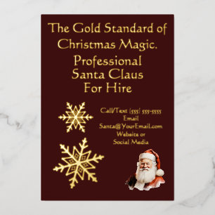 Santa Claus Geschäftskarte Druck Gold Folieneinladung