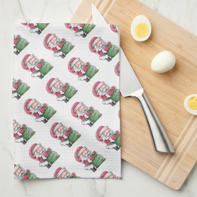 Santa Claus Geschirrtuch (Viertel Falte)