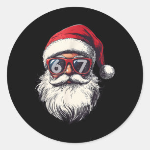Santa Claus Gesicht 67 Weihnachten Six Seven Bruh  Runder Aufkleber