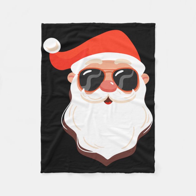 Santa Claus Gesicht Sonnenbrille Mit Hut Bart Spaß Fleecedecke (Vorderseite)