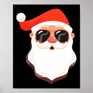 Santa Claus Gesicht Sonnenbrille Mit Hut Bart Spaß Poster
