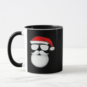 Santa-Claus-Gesicht-Sonnenbrille Mit Hut Bart Weih Tasse