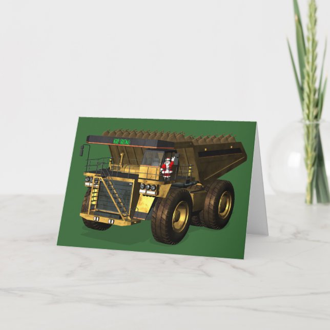 Santa Claus Giant Dump Truckfahrer Feiertagskarte (Vorderseite)
