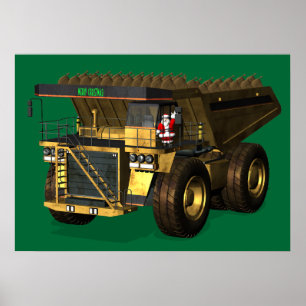 Santa Claus Giant Dump Truckfahrer Poster