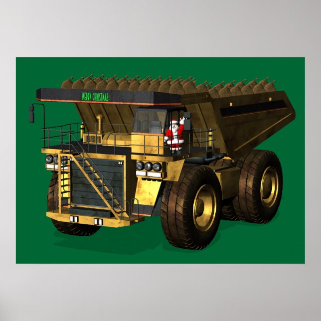 Santa Claus Giant Dump Truckfahrer Poster (Vorne)