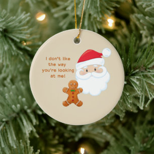 Santa Claus & Gingerbread Boy Custom Keramik Ornament