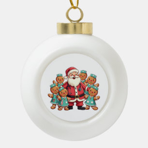 Santa Claus Gingerbread Krankenwagen Keramik Kugel-Ornament
