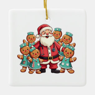 Santa Claus Gingerbread Krankenwagen Keramikornament