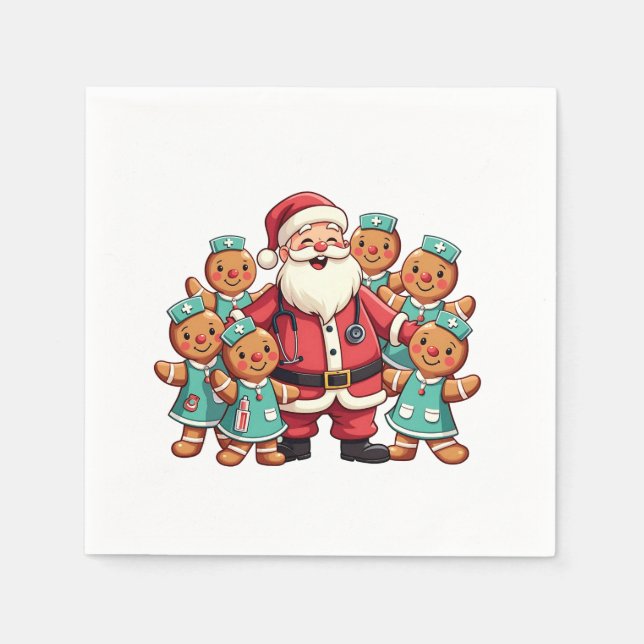 Santa Claus Gingerbread Krankenwagen Serviette (Vorderseite)