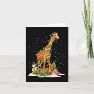 Santa Claus Giraffe Xmas Tree Lights Frohe Weihnac Karte