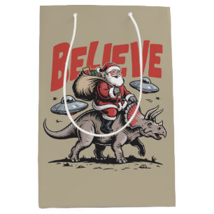 Santa Claus glaubt an Dinosaurier Weihnachten Tric Mittlere Geschenktüte