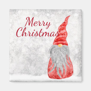 Santa Claus Gnome on Snowy Field Magnet