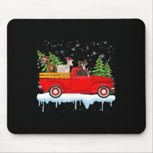 Santa Claus Goat Ride Red Truck Xmas Tree Christma Mousepad