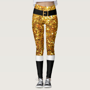 Santa Claus Gold Glitzer Leggings