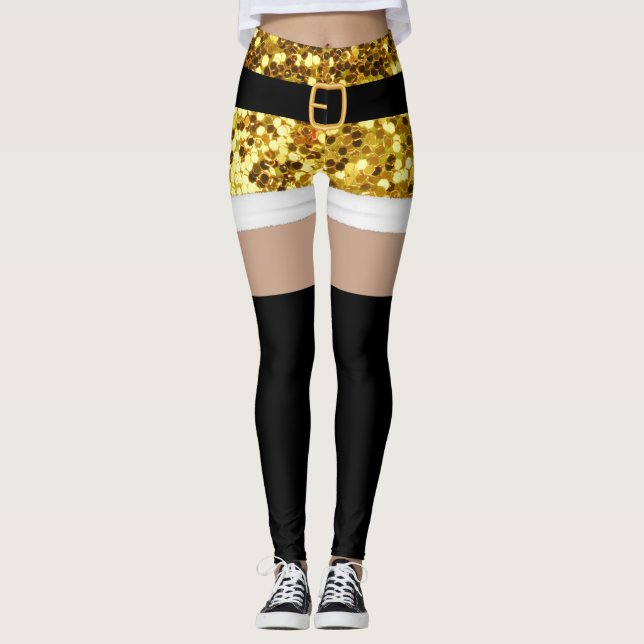 Santa Claus Gold Glitzer Leggings (Vorderseite)
