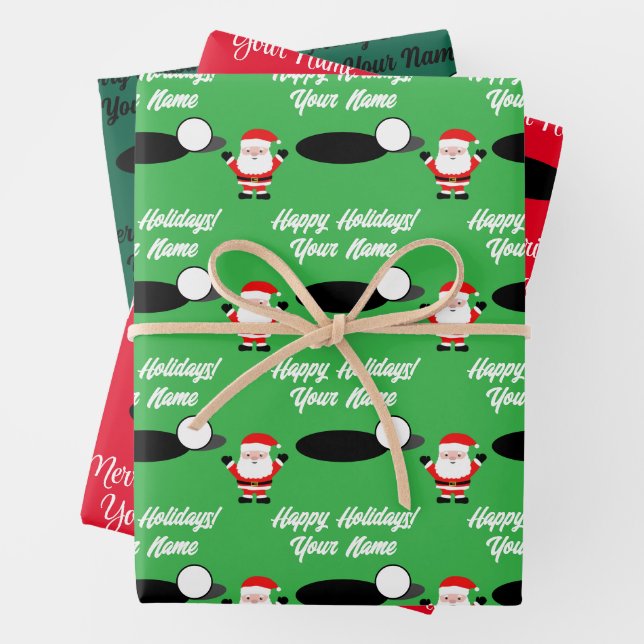 Santa Claus Golf Cartoon Christmas Geschenkpapier Set (Beispiel)