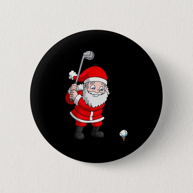 Santa Claus Golf Christmas Golfer Golfing  Button (Vorderseite)