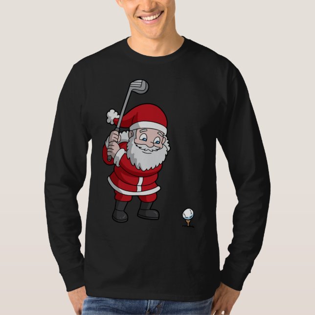 Santa Claus Golf Christmas Golfer Golfing T-Shirt (Vorderseite)