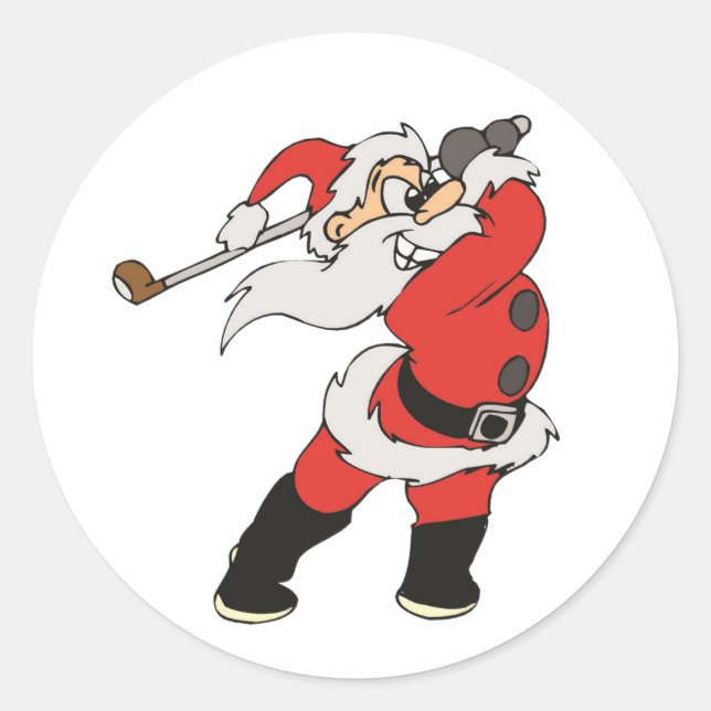 Santa Claus Golf Runder Aufkleber (Vorderseite)