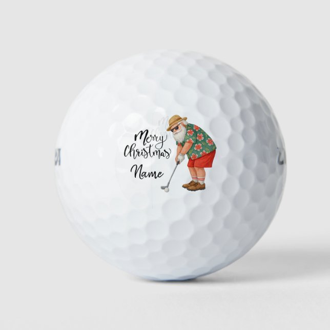 Santa Claus Golfen mit Weihnachtsgeschenk für Golf Golfball (Vorderseite)