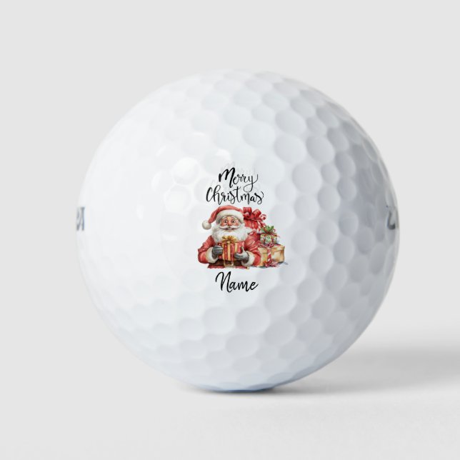 Santa Claus Golfen mit Weihnachtsgeschenk für Golf Golfball (Vorderseite)