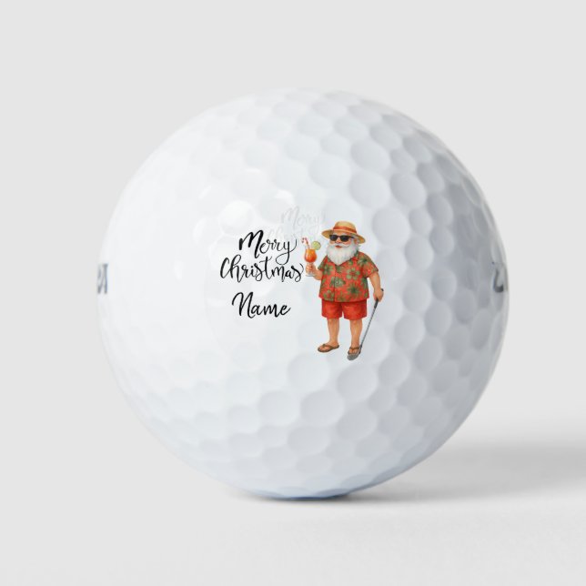 Santa Claus Golfen mit Weihnachtsgeschenk für Golf Golfball (Vorderseite)