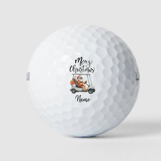 Santa Claus Golfen mit Weihnachtsgeschenk für Golf Golfball (Vorderseite)
