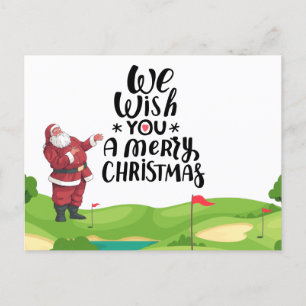 Santa Claus Golfer Frohe Weihnachten am Golfplatz Postkarte