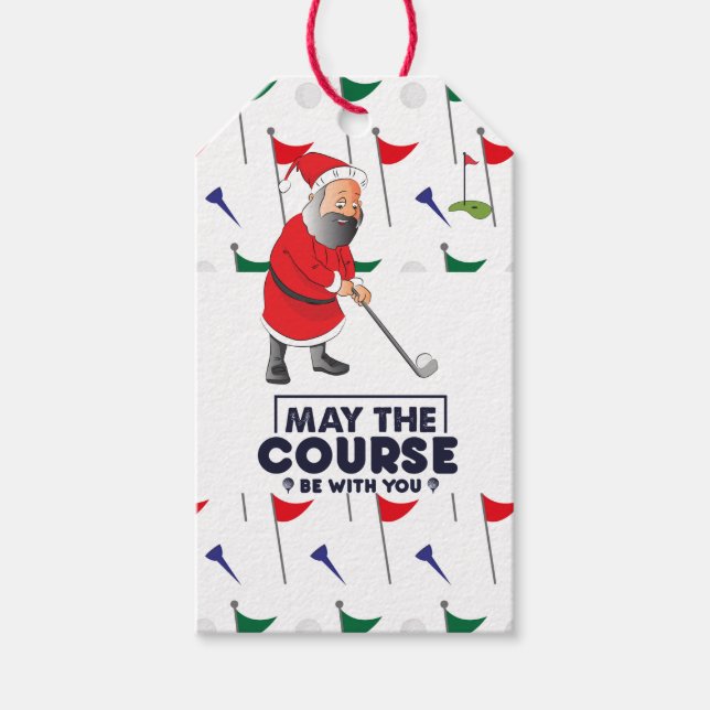 Santa Claus Golfer zu Weihnachten Mai der Kurs Geschenkanhänger (Vorderseite)