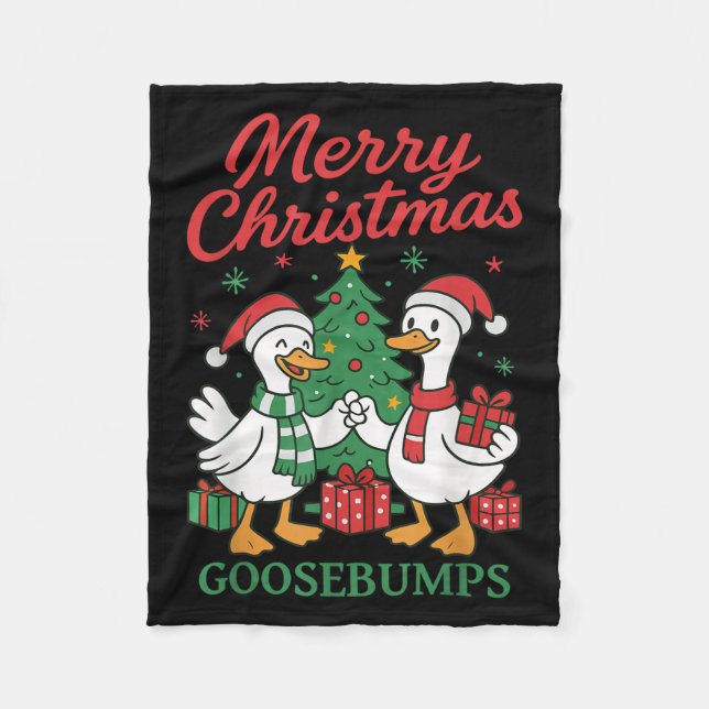 Santa Claus Goose Tree Merry Christmas Goosebumps  Fleecedecke (Vorderseite)